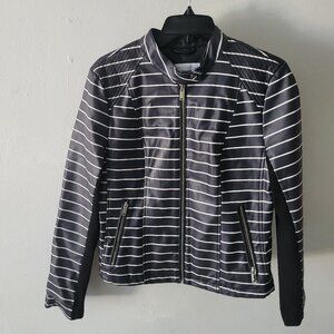 New york & Co sailor Striped faux leather jacket Size M